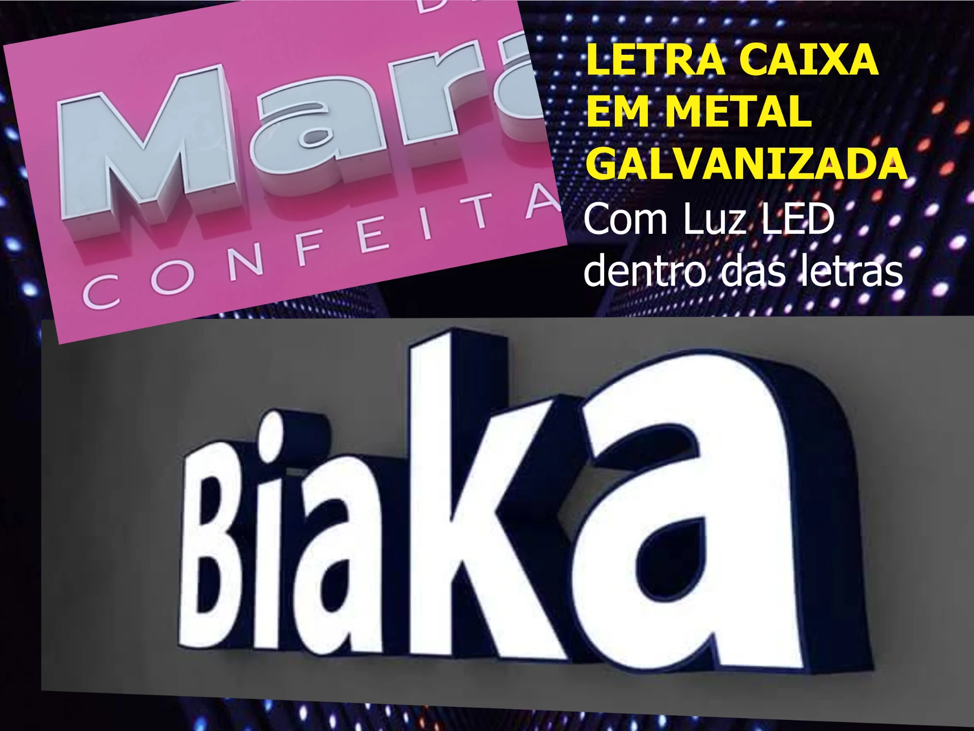 Letra Caixa — Metal galvanizado iluminado