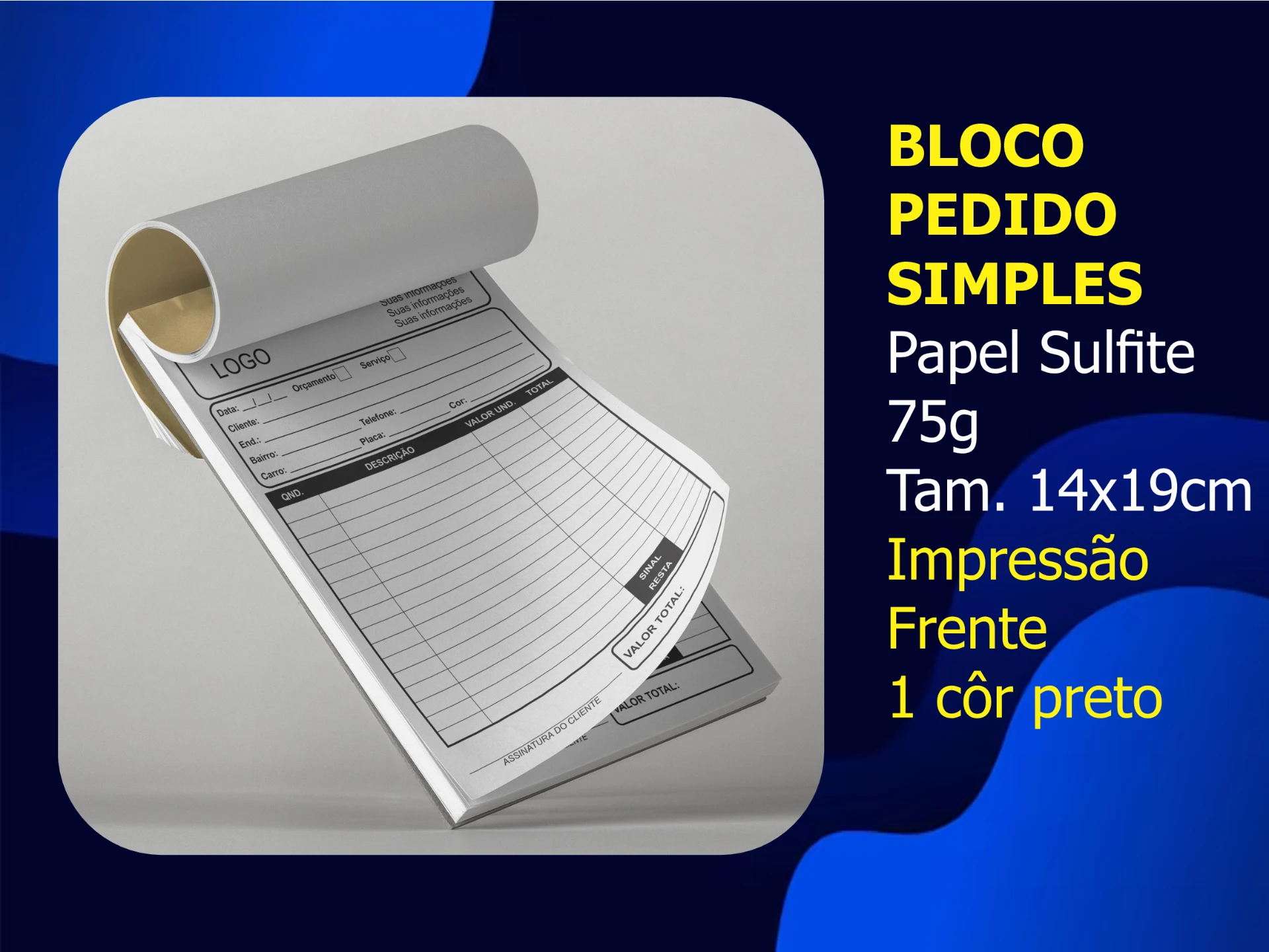 Talões e Blocos — Bloco pedido simples