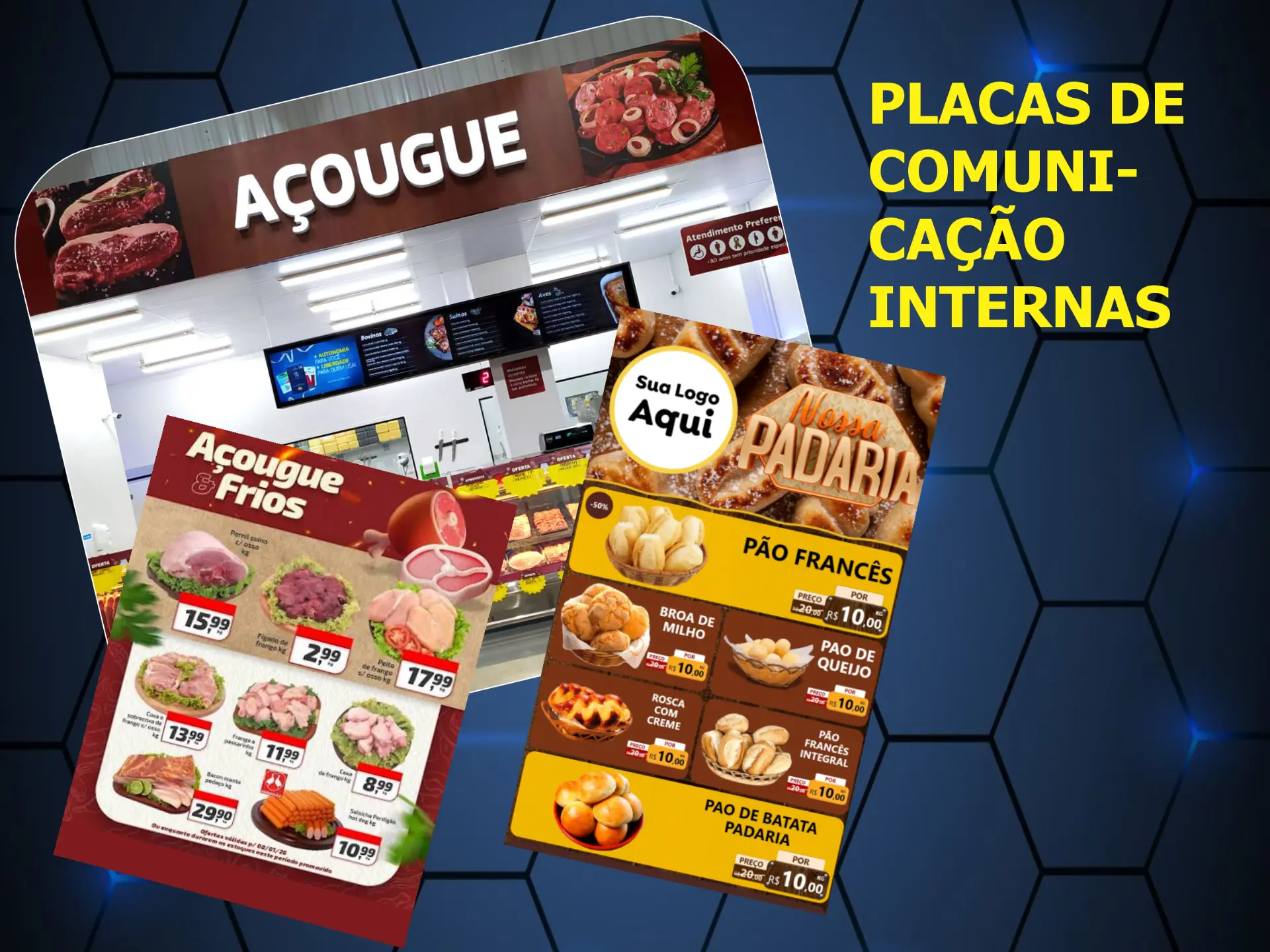 Comunicação Interna — Placas de setor e encartes